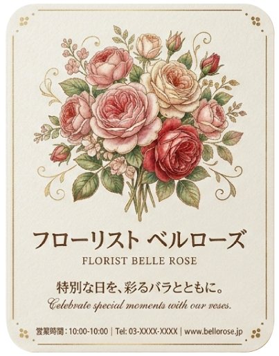 お花屋さん用、バラのシール