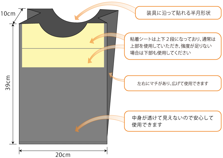 オルトケア、上下2段の粘着シール、中身が見えない、日本製、廃棄袋、