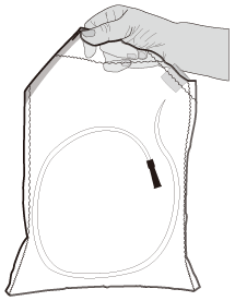 排尿後、カテーテルが中に入っている状態